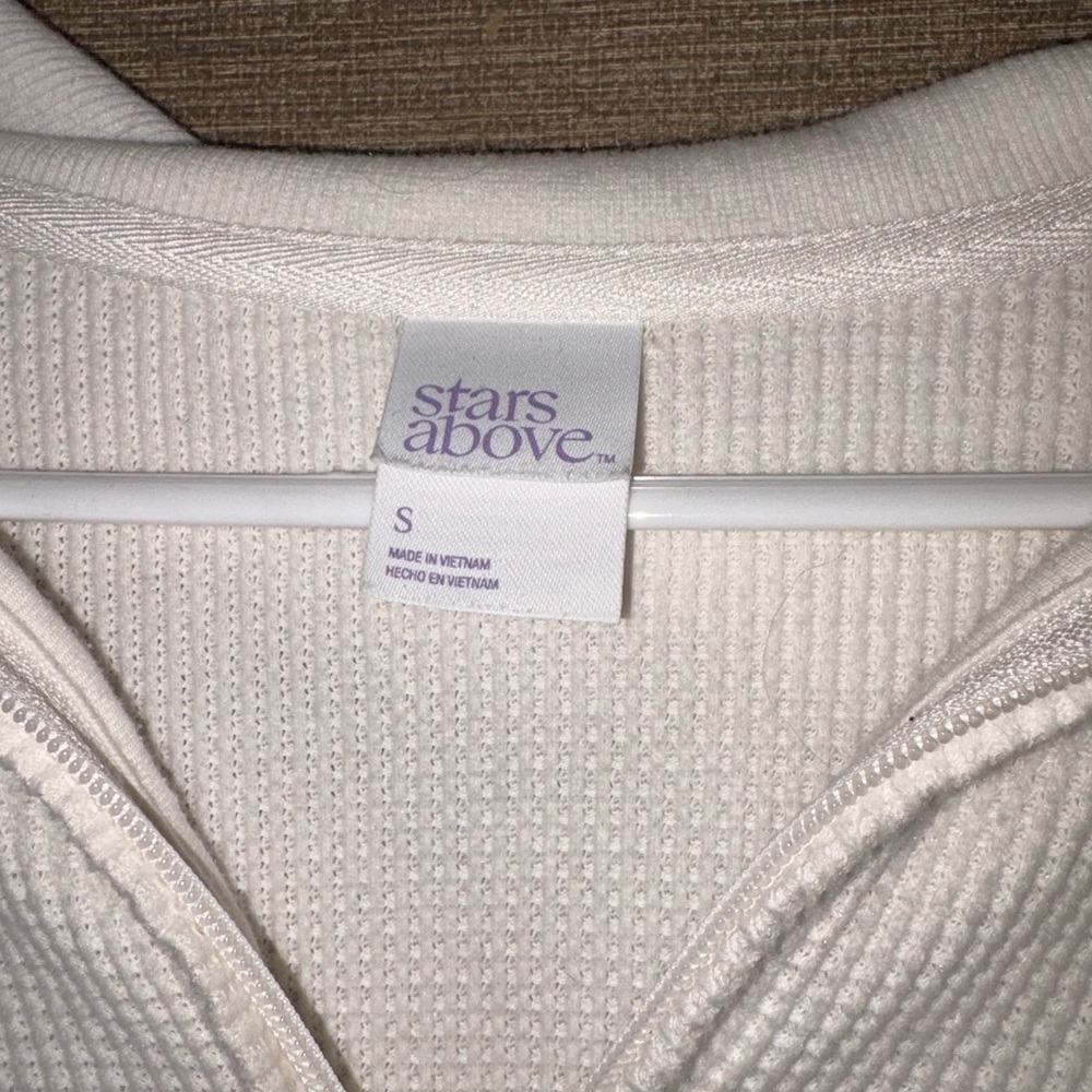 Stars Above Waffle Quarter Zip Sweatshirt Womens Small Long Sleeve cream Small - Picture 5 of 7